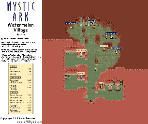Thumbnail for a map of Fruit World Watermelon Village for the SNES game Mystic Ark.