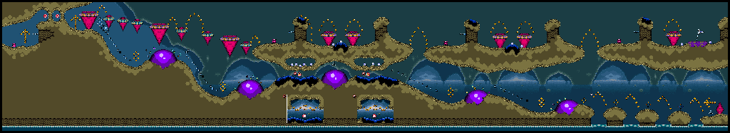 Thumbnail for a map of Akrillic Gohome Cavern for the SNES game Plok!.