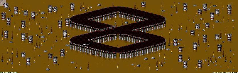 Thumbnail for a map of Chem VI - Divisions B & A Track 3 for the SNES game Rock N' Roll Racing.