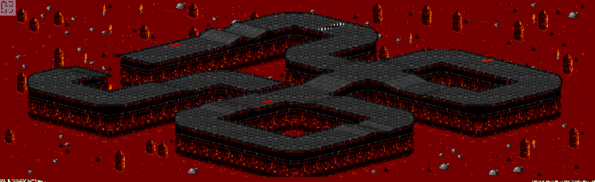 Thumbnail for a map of Inferno - Divisions B & A Track 1 for the SNES game Rock N' Roll Racing.