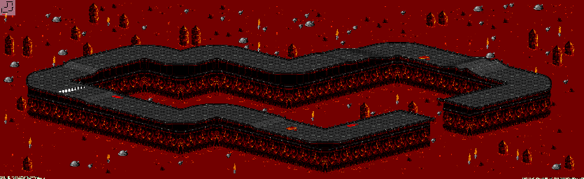 Thumbnail for a map of Inferno - Divisions B & A Track 2 for the SNES game Rock N' Roll Racing.