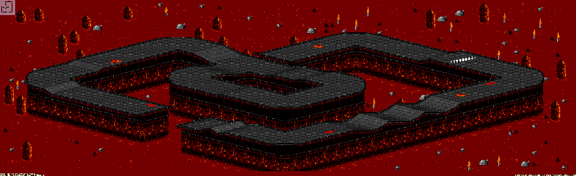 Thumbnail for a map of Inferno - Divisions B & A Track 3 for the SNES game Rock N' Roll Racing.