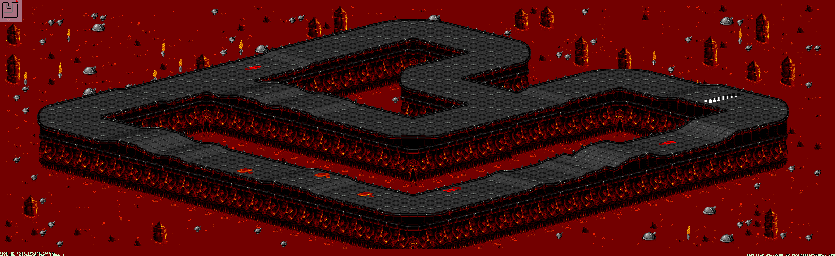 Thumbnail for a map of Inferno - Divisions B & A Track 4 for the SNES game Rock N' Roll Racing.