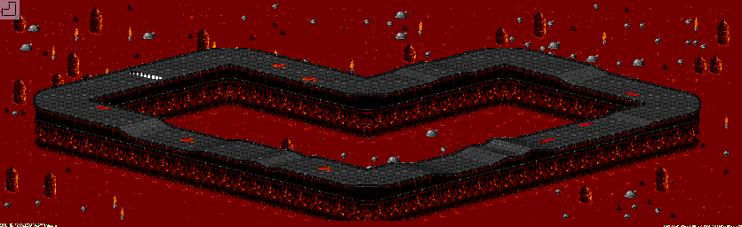 Thumbnail for a map of Inferno - Divisions B & A Track 5 for the SNES game Rock N' Roll Racing.