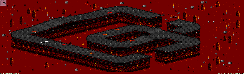 Thumbnail for a map of Inferno - Divisions B & A Track 7 for the SNES game Rock N' Roll Racing.