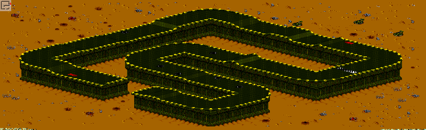 Thumbnail for a map of New Mojave - Divisions B & A Track 3 for the SNES game Rock N' Roll Racing.