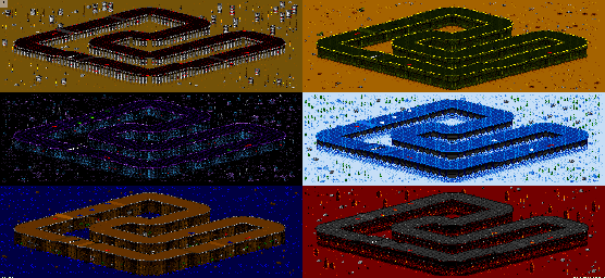 Thumbnail for a map of Vs. Mode Track 10 for the SNES game Rock N' Roll Racing.