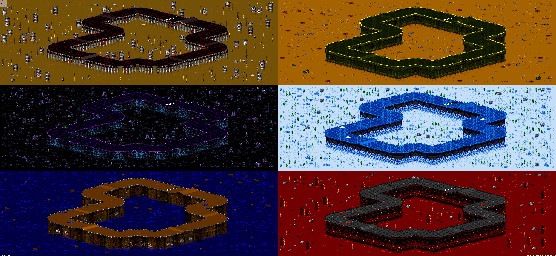 Thumbnail for a map of Vs. Mode Track 12 for the SNES game Rock N' Roll Racing.