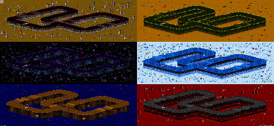 Thumbnail for a map of Vs. Mode Track 15 for the SNES game Rock N' Roll Racing.