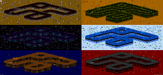Thumbnail for a map of Vs. Mode Track 16 for the SNES game Rock N' Roll Racing.