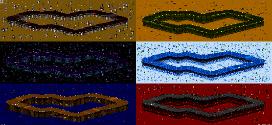Thumbnail for a map of Vs. Mode Track 17 for the SNES game Rock N' Roll Racing.
