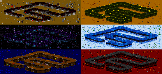 Thumbnail for a map of Vs. Mode Track 18 for the SNES game Rock N' Roll Racing.
