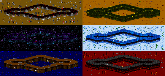 Thumbnail for a map of Vs. Mode Track 23 for the SNES game Rock N' Roll Racing.