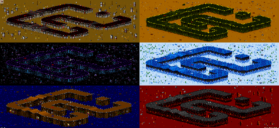 Thumbnail for a map of Vs. Mode Track 27 for the SNES game Rock N' Roll Racing.