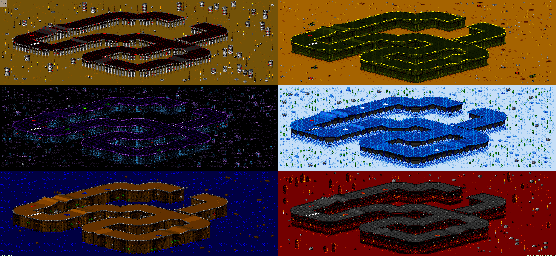 Thumbnail for a map of Vs. Mode Track 28 for the SNES game Rock N' Roll Racing.