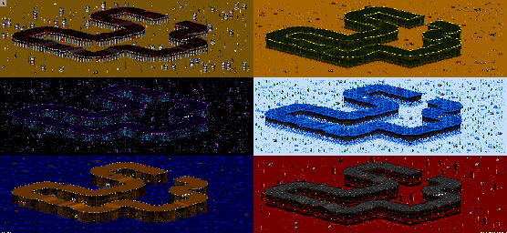 Thumbnail for a map of Vs. Mode Track 29 for the SNES game Rock N' Roll Racing.