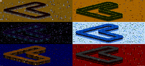 Thumbnail for a map of Vs. Mode Track 4 for the SNES game Rock N' Roll Racing.