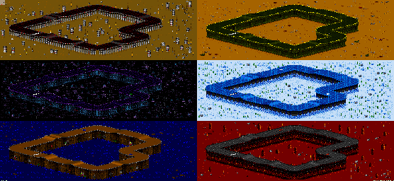 Thumbnail for a map of Vs. Mode Track 5 for the SNES game Rock N' Roll Racing.