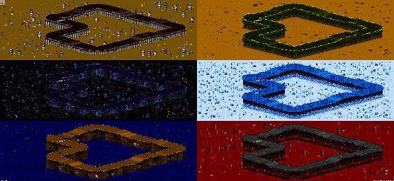 Thumbnail for a map of Vs. Mode Track 7 for the SNES game Rock N' Roll Racing.