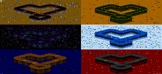 Thumbnail for a map of Vs. Mode Track 8 for the SNES game Rock N' Roll Racing.