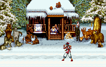 Thumbnail for a map of Hokkaida, Japan (Nakoruru) (Animated) for the SNES game Samurai Shodown.