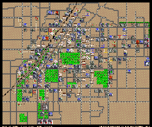 Thumbnail for a map of Scenario Las Vegas - UFO - 2096 (Animated) for the SNES game SimCity.