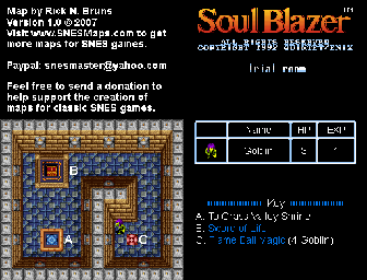 Thumbnail for a map of Trial Room for the SNES game Soul Blazer.