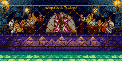 Thumbnail for a map of Spain (Vega) for the SNES game Street Fighter II Turbo: Hyper Fighting.