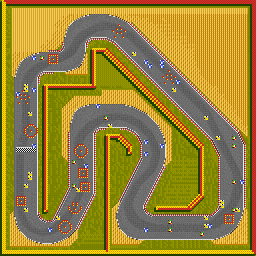 Thumbnail for a map of Race Helmut 1 for the SNES game Street Racer.