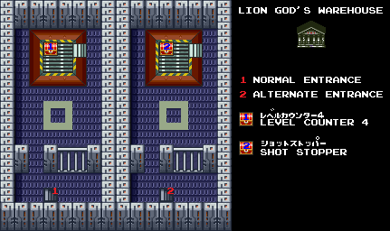Thumbnail for a map of Lion God's Warehouse for the SNES game Super Chinese World 2: Uchuu Ichibuto Daikai.