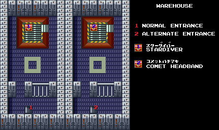 Thumbnail for a map of Warehouse for the SNES game Super Chinese World 2: Uchuu Ichibuto Daikai.