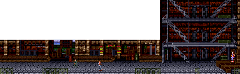 Thumbnail for a map of Mission 5: The Slums for the SNES game Super Double Dragon.