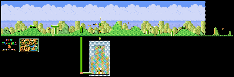 Thumbnail for a map of Super Mario Bros. 3 World 1-2 for the SNES game Super Mario All-Stars.