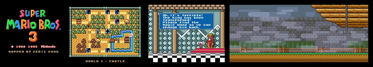 Thumbnail for a map of Super Mario Bros. 3 World 1-Castle for the SNES game Super Mario All-Stars.
