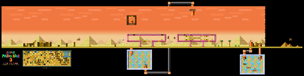 Thumbnail for a map of Super Mario Bros. 3 World 2-1 for the SNES game Super Mario All-Stars.