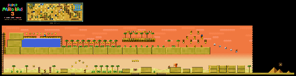 Thumbnail for a map of Super Mario Bros. 3 World 2-4 for the SNES game Super Mario All-Stars.