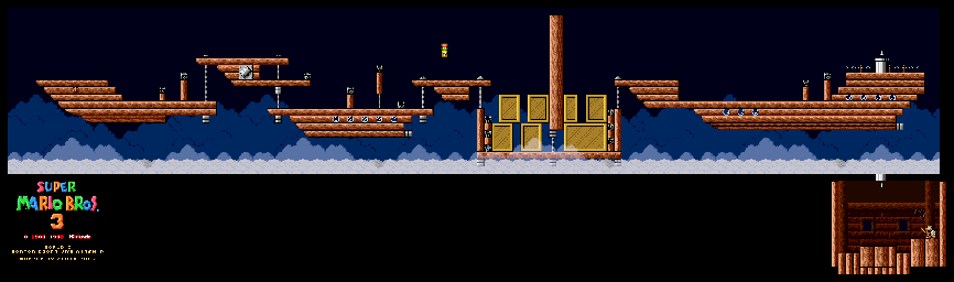 Thumbnail for a map of Super Mario Bros. 3 World 2-Airship for the SNES game Super Mario All-Stars.