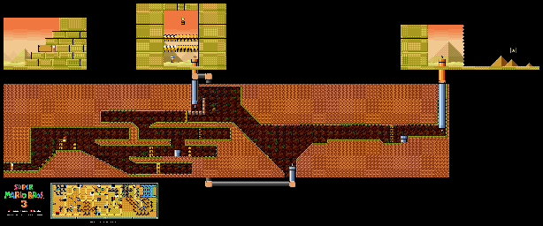 Thumbnail for a map of Super Mario Bros. 3 World 2-Pyramid for the SNES game Super Mario All-Stars.