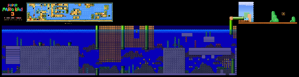 Thumbnail for a map of Super Mario Bros. 3 World 3-1 for the SNES game Super Mario All-Stars.