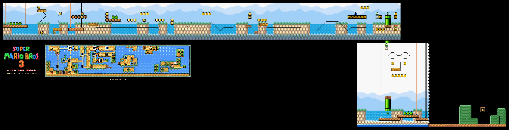 Thumbnail for a map of Super Mario Bros. 3 World 3-2 for the SNES game Super Mario All-Stars.