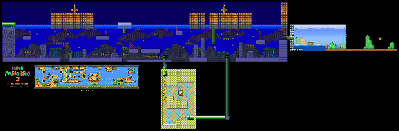 Thumbnail for a map of Super Mario Bros. 3 World 3-5 for the SNES game Super Mario All-Stars.