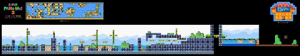 Thumbnail for a map of Super Mario Bros. 3 World 3-8 for the SNES game Super Mario All-Stars.