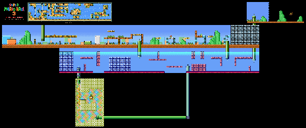 Thumbnail for a map of Super Mario Bros. 3 World 3-9 for the SNES game Super Mario All-Stars.