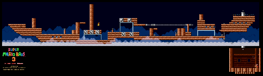 Thumbnail for a map of Super Mario Bros. 3 World 3-Airship for the SNES game Super Mario All-Stars.