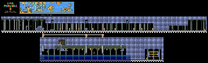 Thumbnail for a map of Super Mario Bros. 3 World 3-Fortress 1 for the SNES game Super Mario All-Stars.