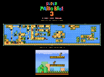 Thumbnail for a map of Super Mario Bros. 3 World 3-Hammer Bros. 2 for the SNES game Super Mario All-Stars.