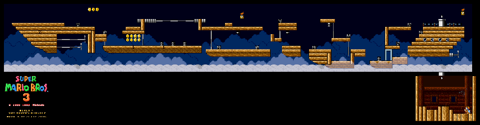 Thumbnail for a map of Super Mario Bros. 3 World 4-Airship for the SNES game Super Mario All-Stars.