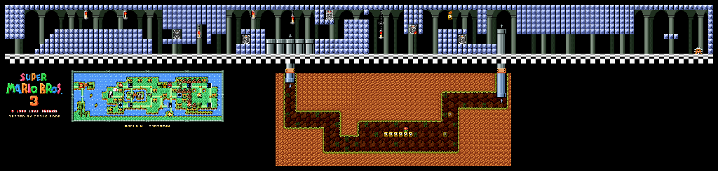 Thumbnail for a map of Super Mario Bros. 3 World 4-Fortress 1 for the SNES game Super Mario All-Stars.