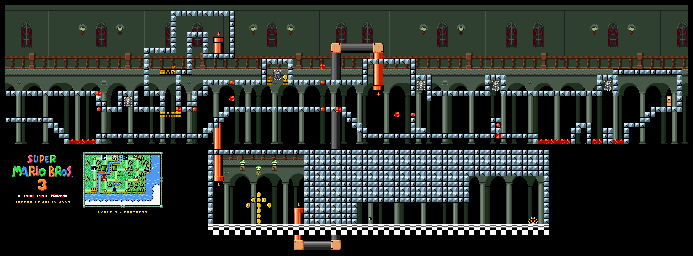 Thumbnail for a map of Super Mario Bros. 3 World 5-Fortress 1 for the SNES game Super Mario All-Stars.