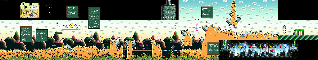 Thumbnail for a map of World 1 1-1: Make Eggs, Throw Eggs for the SNES game Super Mario World 2: Yoshi's Island.